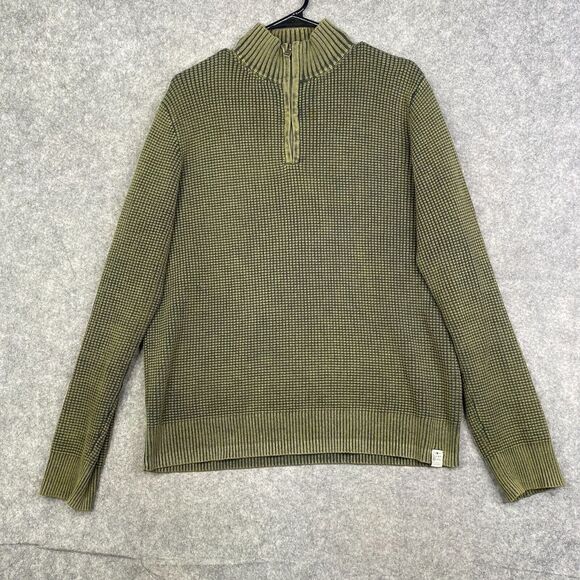 Lucky Brand 1/2 Zip Washed Cotton Mock Neck Sweater Medium Green Style 7m50725 - Picture 1 of 11